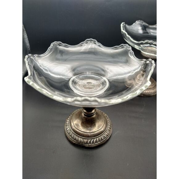 Vintage Sterling Silver & Glass Compote Dishes by R.M. Whiting – Set of 2 - Picture 14 of 16